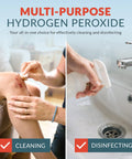 3 Percent Hydrogen Peroxide First Aid Antiseptic And Multipurpose Cleaner For Cuts Scrapes Burns And Minor Irritations USP Solution Two Gallons Safe For Skin And Everyday Home Use cleaning wound and sink disinfecting graphic