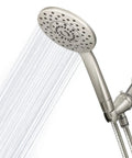 UltraThin Handheld Shower Head With PowerPulse Massage, Five Spray Modes, Large Six Inch Rainfall Head, Brushed Nickel Finish