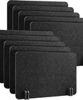 10 Pack Freestanding Desk Dividers with Sturdy Feet, 16 X 24 Inch Privacy Panels in black felt for quiet office or dorm use.