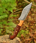 Custom Handmade Damascus Fixed Blade Knife 10 Inch With Rosewood And Olive Wood Handle Full Tang Badass Black Leather Sheath