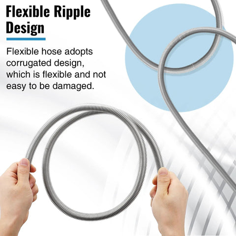 Hands holding flexible stainless steel hose from 2 Pack 48 Inch Gas Hose Connector Universal Gas Appliance Hook Up Kit