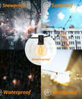 Collage of 200Ft Outdoor G40 Globe String Lights With 104 Shatterproof LED Bulbs, Waterproof And Dimmable in various weather conditions