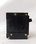 Side view of Two-Pole 120 to 240V 90A Plug-In Circuit Breaker for Home Panel BR290, showing black casing and plug-in points.