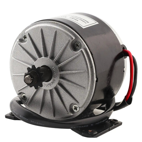 Upgrade My1016 Electric Scooter Motor With Belt Pulley 24V 250W Brushed DC Motor Aluminum Housing rear view of motor.