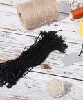 Hella Sturdy Black Cotton Hang Tag Strings With Quick Click Snap Lock Pins 200 Pack for easy attachment on merchandise.