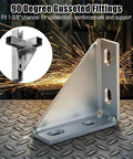 Rock Solid 4 Piece Carbon Steel Gusset Brackets For 1 5/8 Inch Strut Channel Right Angle Connectors with reinforced triangle design.