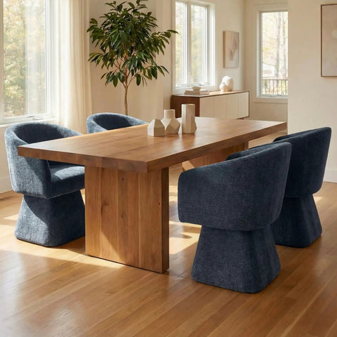 Swivel Dining Chairs Set Of 2 Upholstered Barrel Back Accent Arm Chairs In Blue for dining room around wooden table