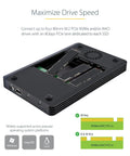 Battle Ready 4 Bay Thunderbolt 3 NVMe SSD Enclosure 40Gbps External Storage Dock with M.2 slots and active cooling.