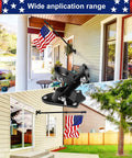 Heavy Duty Aluminum Flag Holder Bracket For House Exterior That Cuts Through Wind And Rain Dual Position Adjustable Zero Rust One Inch Black Flag Pole Mount with American flag.