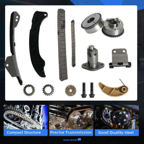 Timing Chain VVT Gear Sprocket Kit For Toyota Corolla 2009-2015 Matrix 2009-2013 Prius 2010-2015 parts layout with components.