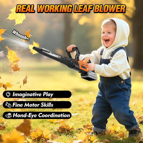 Child using 3-In-1 Kids Garden Tools With Lights And Sounds Weed Wacker Toy Leaf Blower Toy And Hedge Trimmer For Realistic Outdoor Pretend Play Must-Have Gift For Boys And Girls Aged 3 Through 8 For Christmas Or Birthday