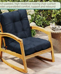 Outdoor Chair Cushions Set Of 2 42x21x4 Inch Cushions For Dining And Rocking Chairs With Ties High Back Comfy Soft Seat Pads Fade Resistant Waterproof Dark Blue For Indoor Or Outdoor Use on wooden rocking chair outdoors