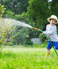 Child watering garden with Solid Brass Hose Nozzle Set, 2 Pack Heavy Duty Garden Nozzles With 10 Rubber Washers, 3/4 Inch Universal Fit For Standard Hoses, Adjustable Spray, Built Tough A Real Workhorse For Easy Watering And Quick Yard Cleanup.