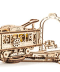 Hands-On Mechanical Tram Line Wooden Model Kit From Town Series, 3D Puzzle Assembly With Realistic Details, Laser-Cut Plywood Build For DIYers, Great Gift For Techies And Craft Fans. Wooden tram model with gears and track
