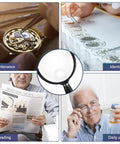 10X Handheld Reading Magnifier With 75mm Shatterproof Lens Non Slip Handle Ideal For Close Work Senior Reading Hobbyists