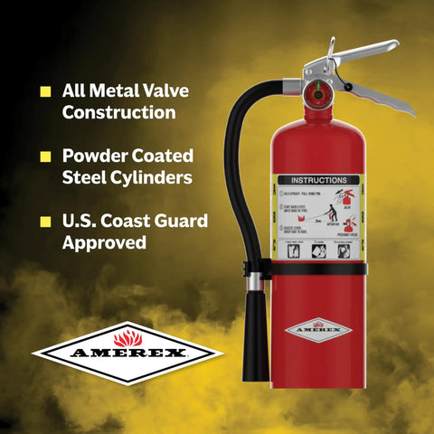 5-Pound ABC Dry Chemical Fire Extinguisher, Stored-Pressure, 2A:10B:C Rating, UL Listed, 14-Second Discharge, 12-18 Foot Range, Multipurpose For Class A B C Fires, Ideal For Home, Garage, Office, Workshop