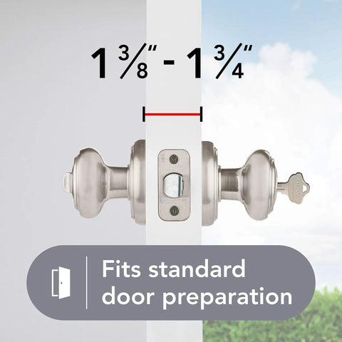 Easy Install Entry Door Knob With Keyed Lock And SmartKey Rekey Technology Microban Protection Satin Nickel Finish DIY Friendly