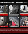 Image showing different tire issues including low tire pressure, overinflated tires, flat tire, aging tires, sidewall damage, and tire pressure imbalance.