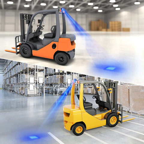 Super Bright Led Forklift Safety Light With Blue Pedestrian Warning Spotlight, Heavy Duty Warehouse Caution Lamp Featuring Rock Solid Build, Two Pack Bundle Delivering Straight Up Serious Site Protection