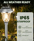 8 Pack Solar Pathway Lights With Auto Sensor Color Changing White To Multicolor, IP65 waterproof, stainless steel, in rain
