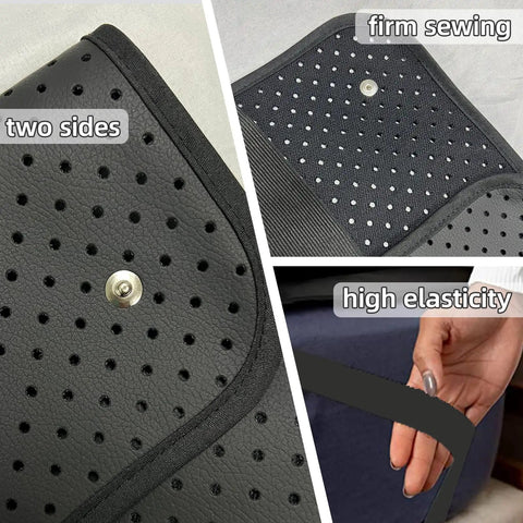 Close-up of Bed Grounding Mat Kit For Better Sleep And Stress Relief, Queen Size Grounding Mattress Pad With firm sewing, two sides, high elasticity