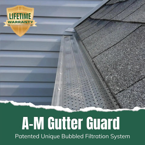 Heavy-Duty Aluminum Gutter Guard System For 5 Inch Gutters, 200 Feet Of Rust-Proof Leaf And Debris Protection on roof edge