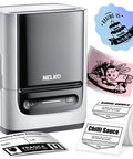 Label Printer PM220 Bluetooth Portable Thermal Printer with visible sample labels around, for Small Biz, White