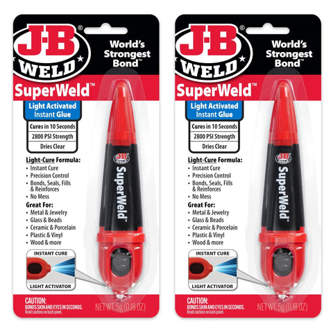 Light Activated Instant Glue Two Pack Clear 5 Gram Each Quick Cure In Ten Seconds With Included Light For A Solid Bond And No Mess