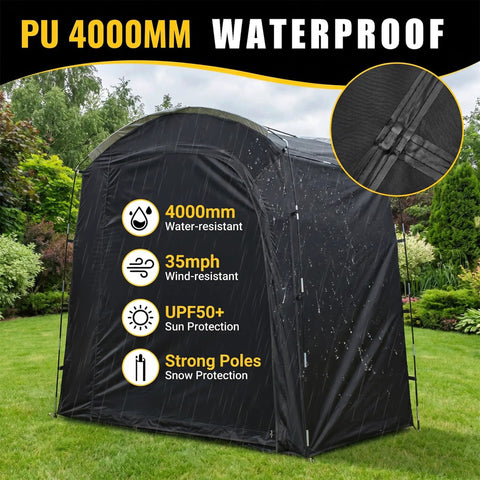Mega Roomy Outdoor Bike Storage Tent Shed 82 By 59 By 73 Inch Portable Waterproof 210D Oxford PU4000