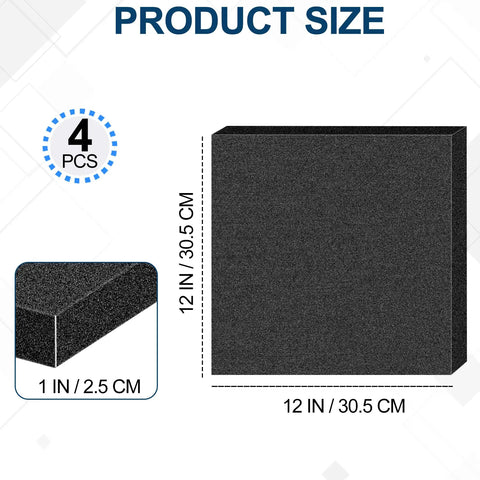 Rock Solid High Density Polyurethane Foam Sheets 12X12X1 Inch Hella Durable Next Level Packing Inserts For Toolboxes Camera Gear Jewelry Boxes Diy Crafts Black 4 Pack