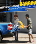 Two people using Tailgate Assist Shock For Ford F Series Trucks 1997 2016 Soft Open Damper Hydraulic Strut on a pickup