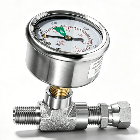 Airless Spray Pressure Gauge Kit 0 To 4000 PSI with Pro Grade Stainless Steel Liquid Filled Gauge and T Fitting for HEA Sprayers