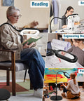 10X Optical Grade Glass Rectangular Magnifier With Light And Stand Height Adjustable Gooseneck Floor Lamp in use for crafts