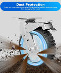 Heavy Duty 6 Inch Rubber Caster Wheels Set Of 4 With Anti Skid Swivel Casters And 360 Degree Rotation 1653 Lbs Capacity Two With Brake And Two Without Brake Quiet Silent Universal Caster Wheels For Furniture Equipment showing dust protection