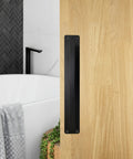 8.27 Inch Sliding Barn Door Handle Matte Black Stainless Surface Mount Kit With Full Hardware No Groove Cut Needed For Quick DIY Friendly Install Durable Modern Door Pull In One Pack Ideal For Cabinet Gates And Glass Doors on wood door