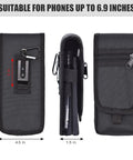 Dual Phone Holster For Work And Outdoors, Large Smartphone Pouch With Belt Clip Tool Pouch, Durable Nylon Holder 3 views