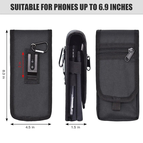 Dual Phone Holster For Work And Outdoors, Large Smartphone Pouch With Belt Clip Tool Pouch, Durable Nylon Holder 3 views