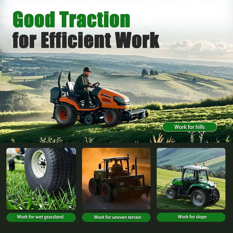 Beefy 26x12x12 Lawn Mower Tires For Garden Riding Mower And Lawn Tractor Tubeless 6PR 1780 Lb Load At 20 PSI Set Of 2 Easy Install Heavy Duty Traction Upgrade on riding mower in field