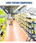 Ceiling Mounted Occupancy Motion Sensor Switch in a warehouse setting, compatible with various light fixtures and easy to install.