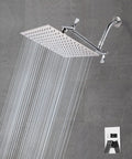 12 Inch Rain Shower Head With 11 Inch Adjustable Extension Arm Large Square Shower Head In 304 Stainless Steel Chrome Finish