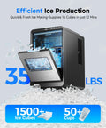 Crescent Ice Maker Countertop With Self Cleaning And Timer Delivers 16 Crystal Clear Crescent Ice In Just 12 Minutes 35 Lbs Per Day Party Ready For Home Office Or Party showcasing ice production features.