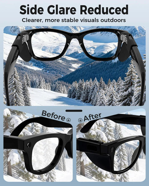 Top view of Ray Ban glasses with ultra light silicone side shields showing glare reduction outdoors