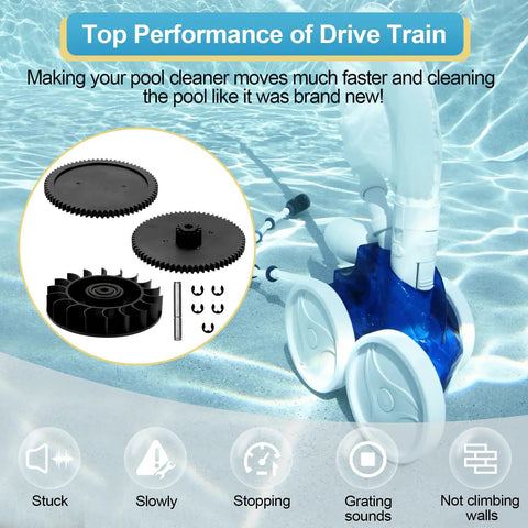 Drive Train Gear Kit For Polaris 360 And 380 Pool Cleaner With Bearing And Clips in use with pool background