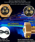 Underwater Boat Drain Plug Light With App Control, RGBW 4 In 1 LED, IP68 Waterproof Bronze Marine Housing, Half Inch NPT Thread