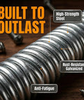 Built Tough Two Pack Heavy Gauge Steel Tension Springs designed for exact seven inch hook to hook recliner mechanism.