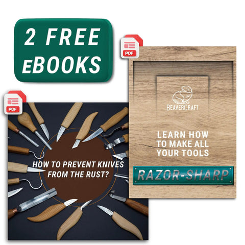 Score This Premium Wood Spoon Carving Knives Set Featuring Razor Sharp Sloyd Blade And Precision Hook Knife with PDF guides.