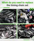 Timing Chain Kit Replacement For 2008 To 2015 VW Golf MK5 MK6 Passat A4 EA888 1.8L 2.0T Engine in multiple car engine views