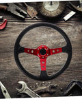 14 Inch PU Racing Steering Wheel With Horn Button For Drift Go Kart Simulator And Off Road Vehicles Durable Aluminum Alloy