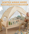 2 In 1 Bed Tent With Mosquito Net And Privacy Cozy Indoor Safe Sleep for Kids Twin Size on Bed with Elderly Man Playing Guitar