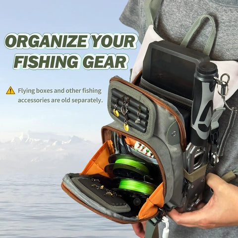 Lightweight Fly Fishing Chest Pack Waterproof Tackle Bag With Multiple Compartments For Wade Fishing Compact Chest Pack With Large Main Pocket Front